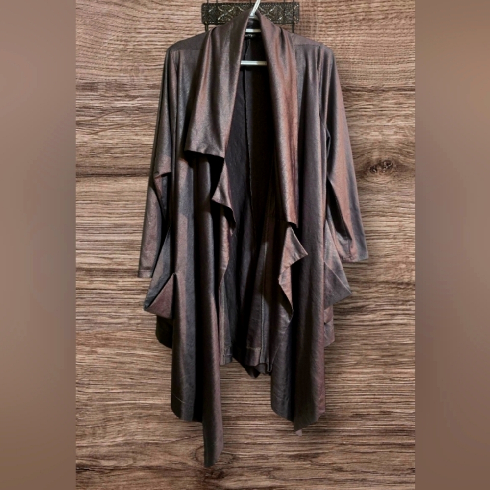Mashiah Elegant Brown Drape Cardigan Sweater
